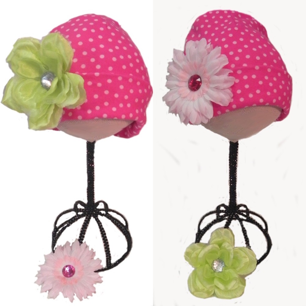NEW! Boutique pink flower baby cap